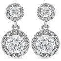 rose gold cartilage barbell 1 Carat Highest Grade Cubic Zirconia Round Stone Halo Style Earrings in 14k White Gold