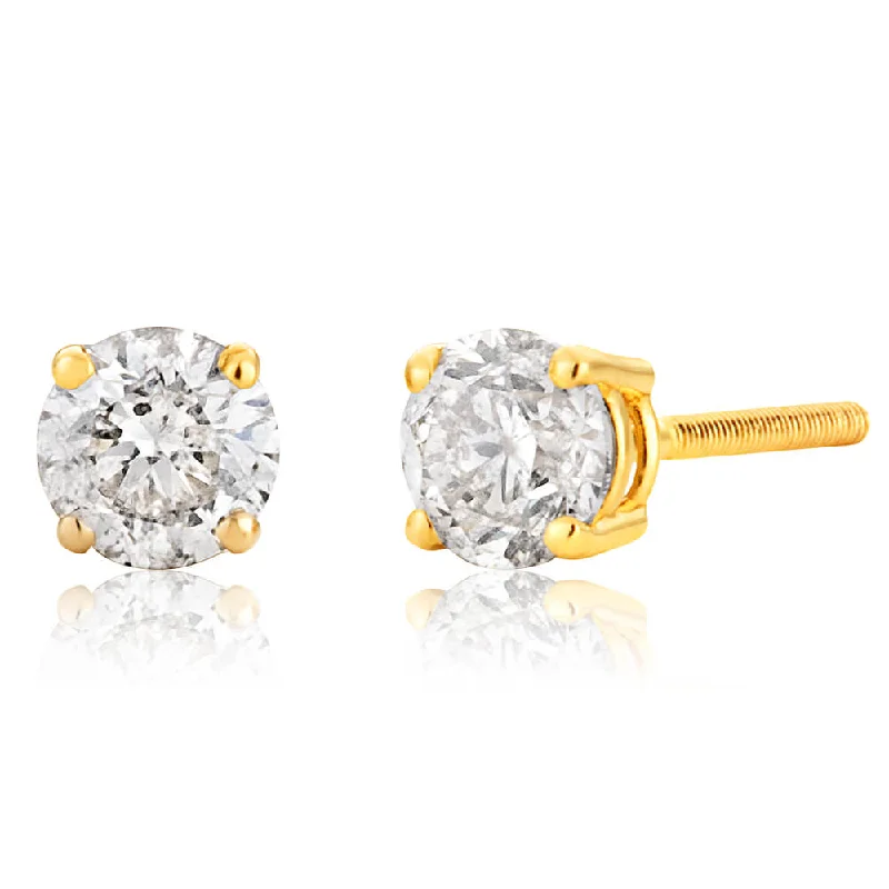 celestial sun and moon pendant 14ct Yellow Gold Diamond Stud Earrings with Approximately 0.50 Carat of Diamonds