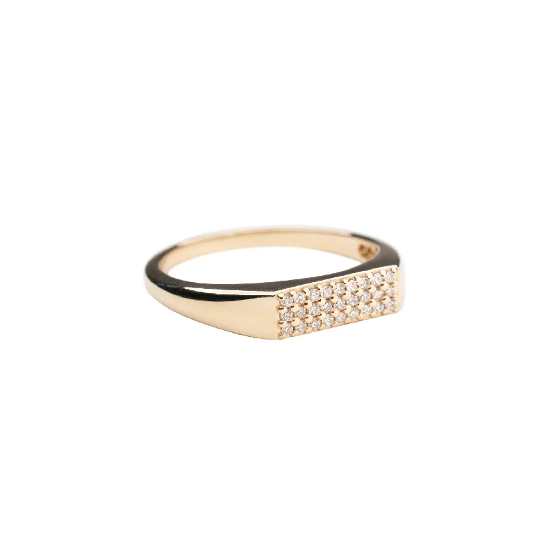 waterproof beach anklet stainless steel 14k Rectangle Diamond Signet Ring