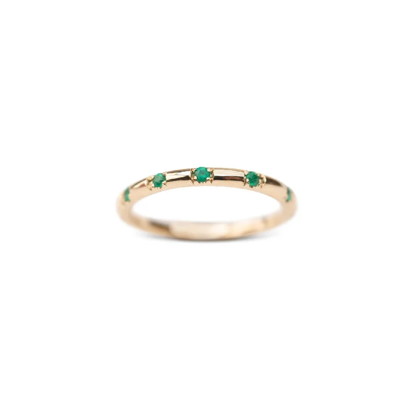 silver infinity knot ring 14k Emerald Luna Stacker 2.0