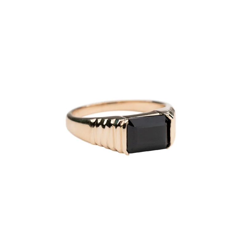 silver moon phase pendant 14k Black Onyx Pyramid Ring