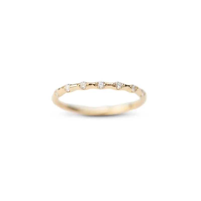 unique square diamond ring 14k Gold Diamond Stacker