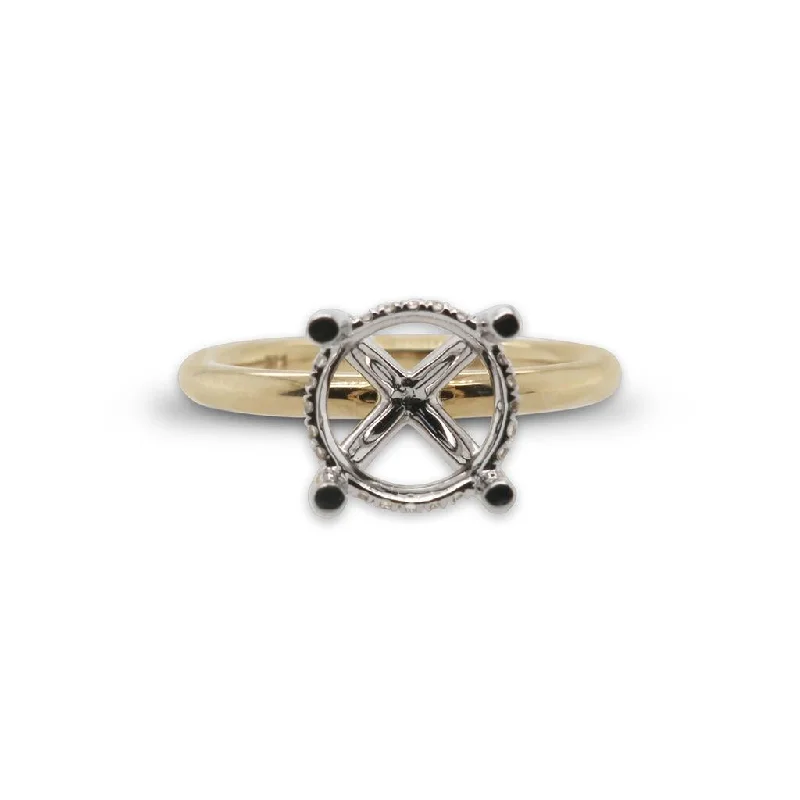 stackable gold bangle set 14k Two-Tone Gold Solitaire Mounting w/Hidden Halo
