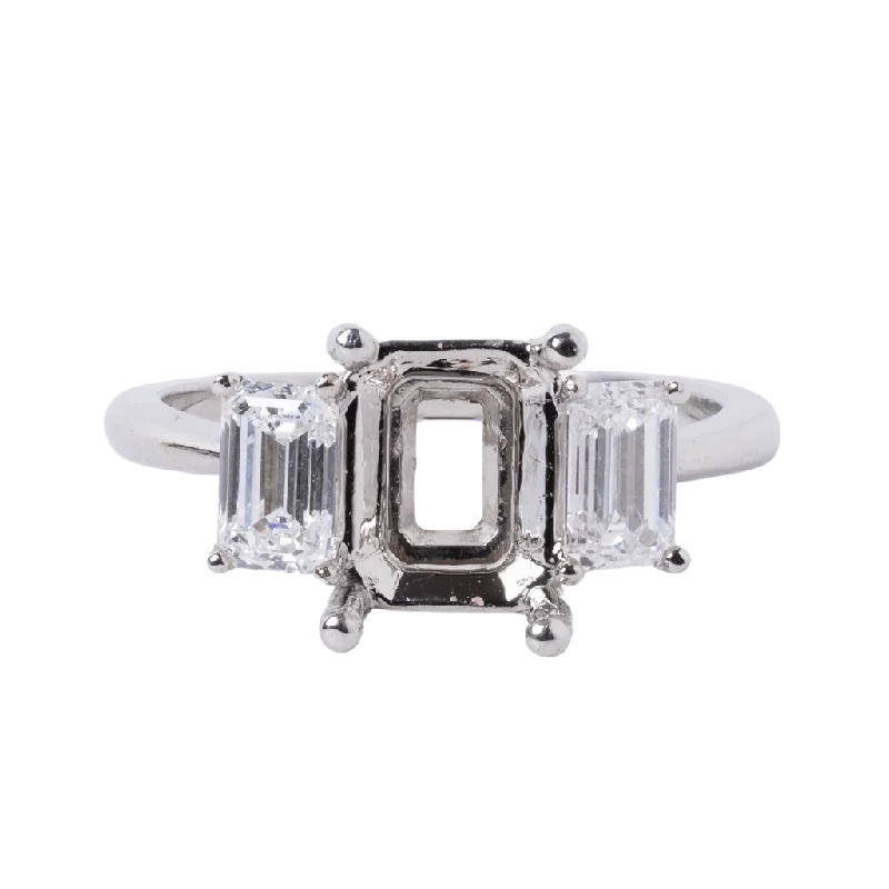 bohemian gemstone choker 14k White Gold 3 Stone Engagement Ring Mounting - 1.02cttw bohemian gemstone choker 14k White Gold 3 Stone Engagement Ring Mounting - 1.02cttw
