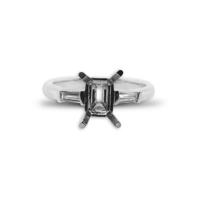 men’s rugged leather bracelet 14k White Gold 3-Stone Engagment Semi-Mount Ring