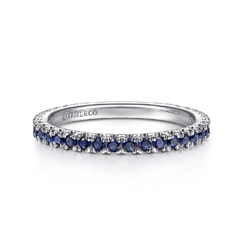 boho shell beaded anklet Gabriel & Co. 14k White Gold Blue Sapphire Stackable Ring