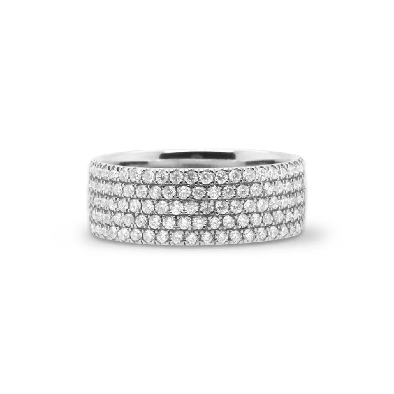 gemstone stacking rings colorful 14k White Gold Diamond Band - 1.10cttw