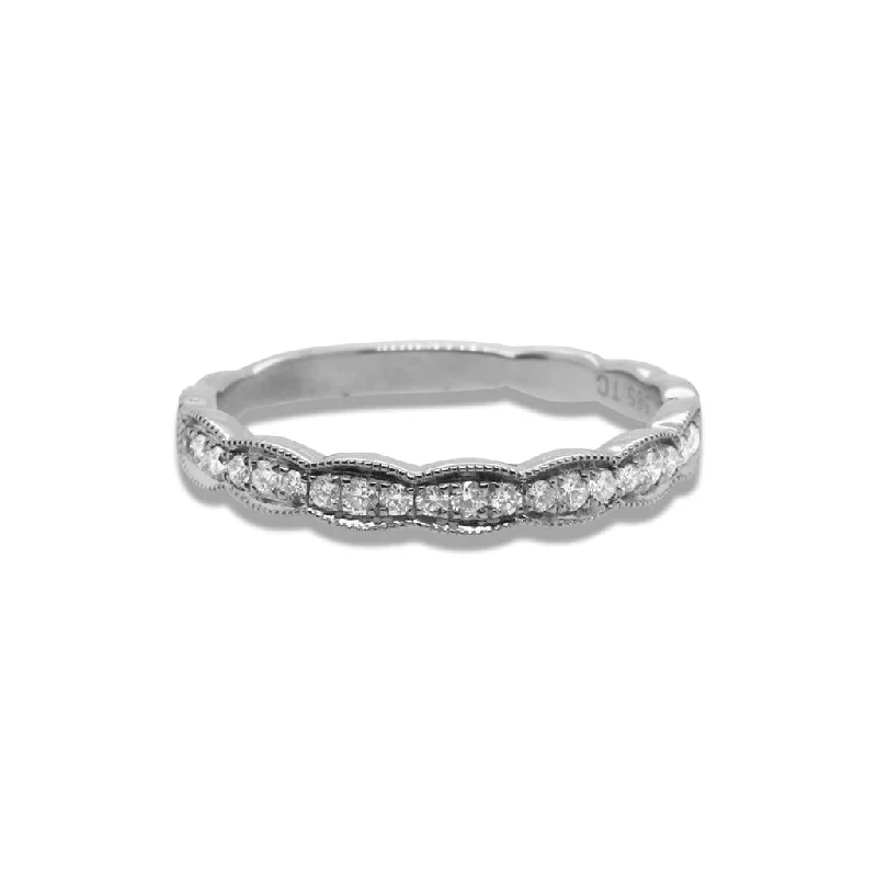gothic bat ring sterling silver 14k White Gold Diamond Band With A Unique Edge