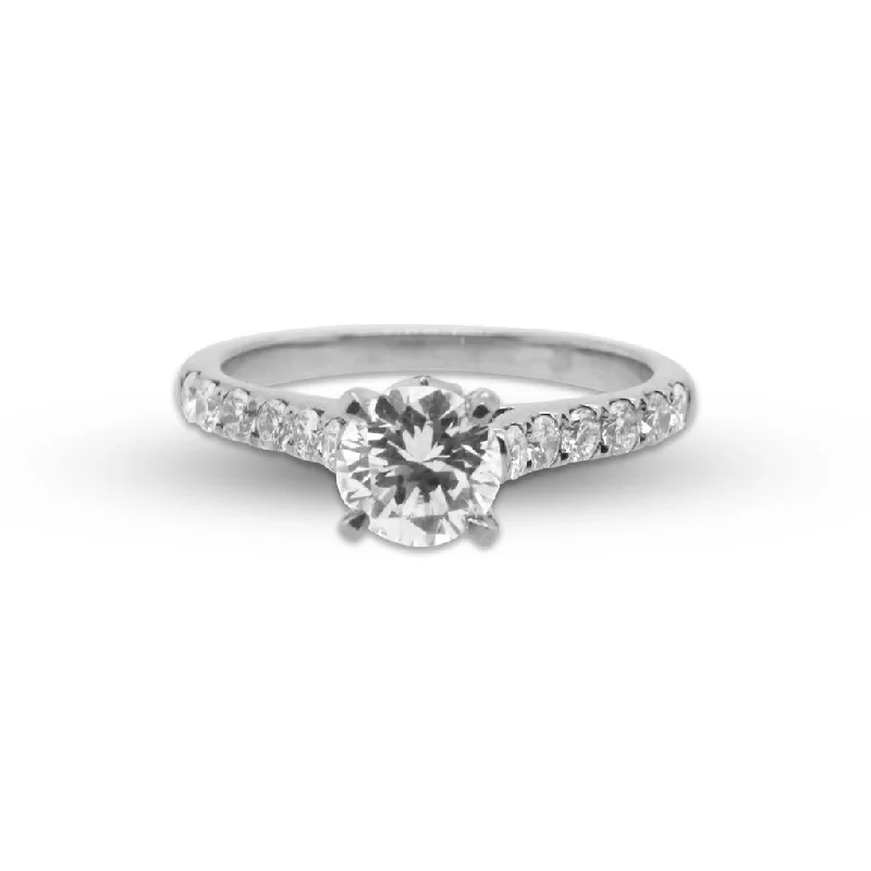 crystal-studded gold ring 14k White Gold Engagement Ring - 0.86ct