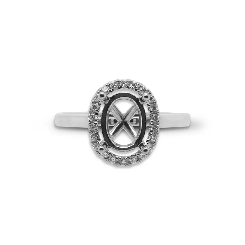 real peridot gemstone ring 14k White Gold Diamond Semi-Mount Engagment Ring - 0.19cttw