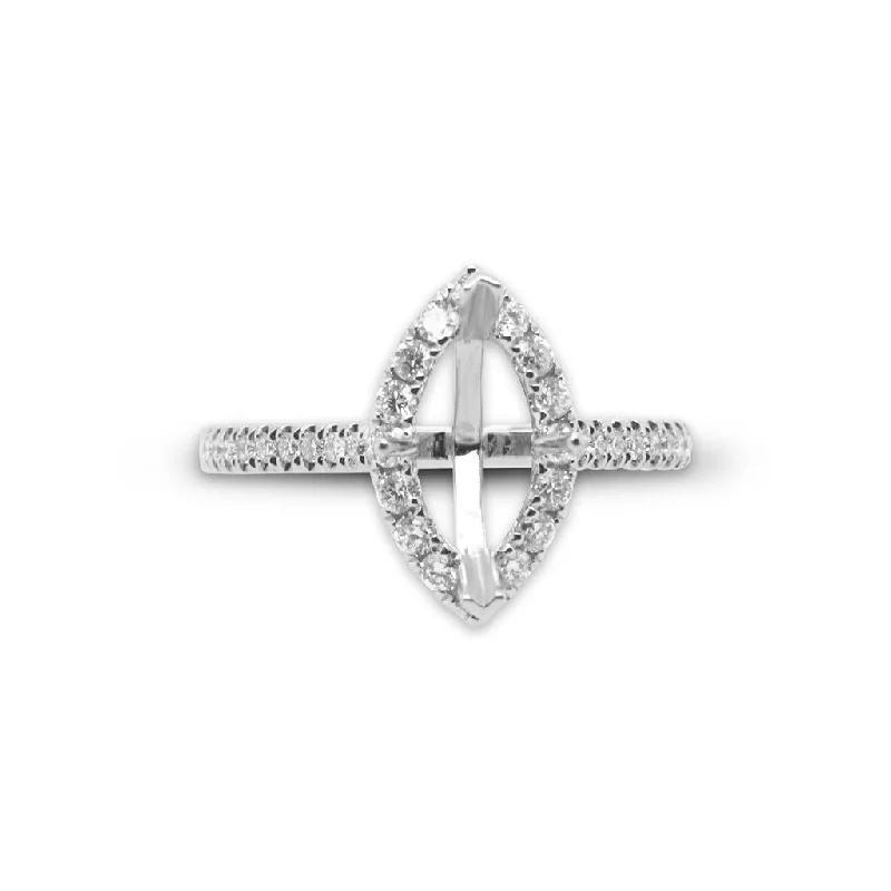 vintage-style filigree bracelet 14k White Gold Engagment Sermi-Mount Ring With Diamond Halo & Shank - 0.43cttw vintage-style filigree bracelet 14k White Gold Engagment Sermi-Mount Ring With Diamond Halo & Shank - 0.43cttw