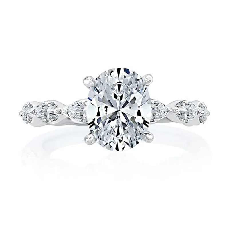 wedding anniversary diamond ring 14K White Gold Four Prong Oval Center Diamond Engagement Ring Mounting wedding anniversary diamond ring 14K White Gold Four Prong Oval Center Diamond Engagement Ring Mounting