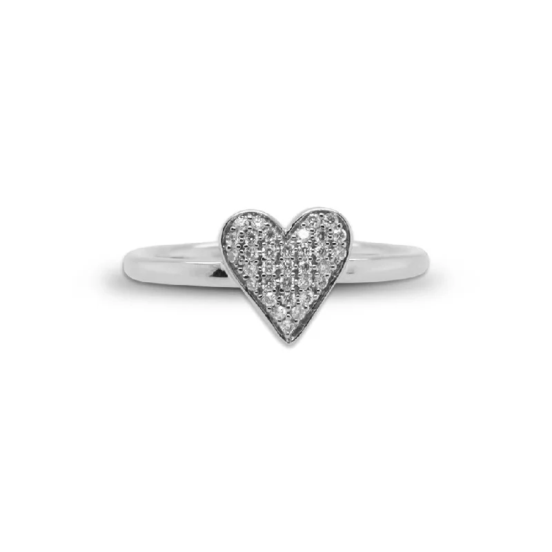 black opal engagement ring 14k White Gold Pave Diamond Heart Ring