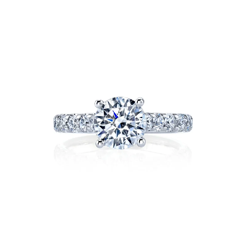unique blue topaz ring 14k White Gold Diamond Cathedral Style Engagement Ring Mounting
