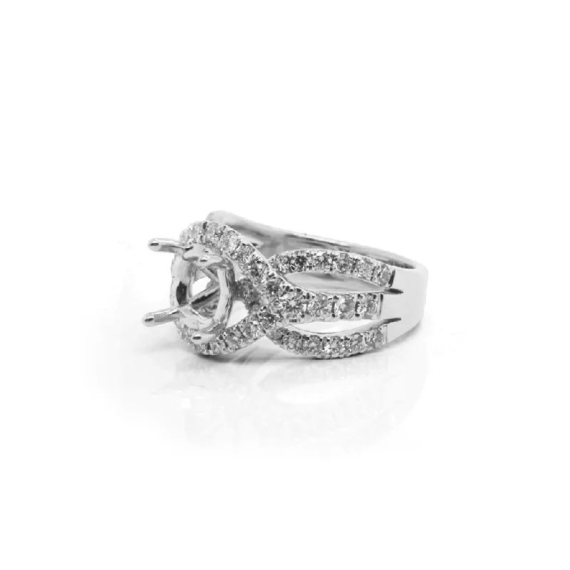 aquamarine and diamond wedding ring 14k White Gold Semi-Mount Ring - 1.44ctw