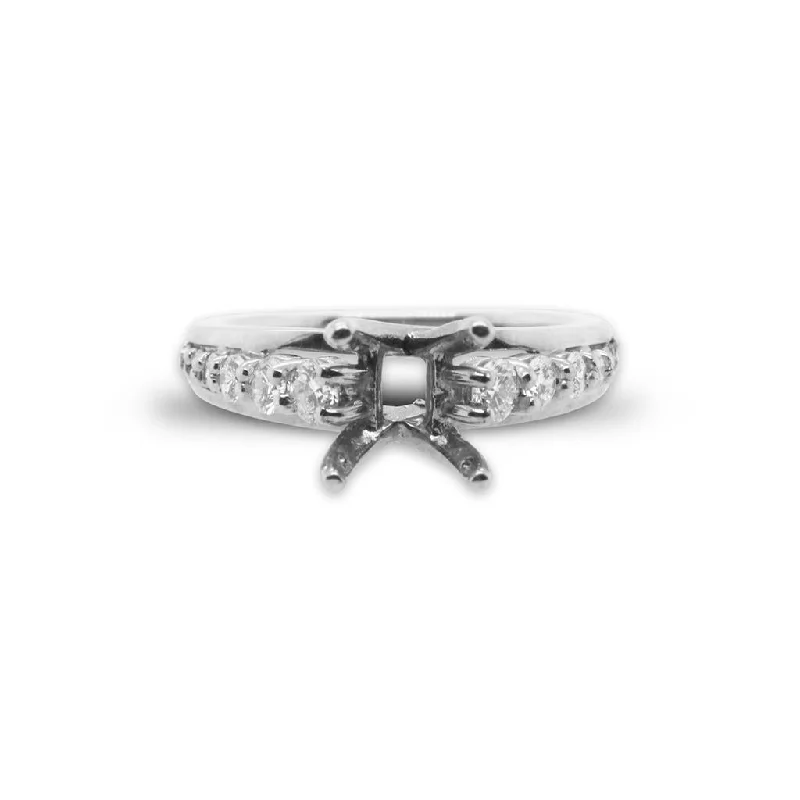 vintage-style diamond halo ring 14k White Gold Diamond Semi-Mount Engagement Ring