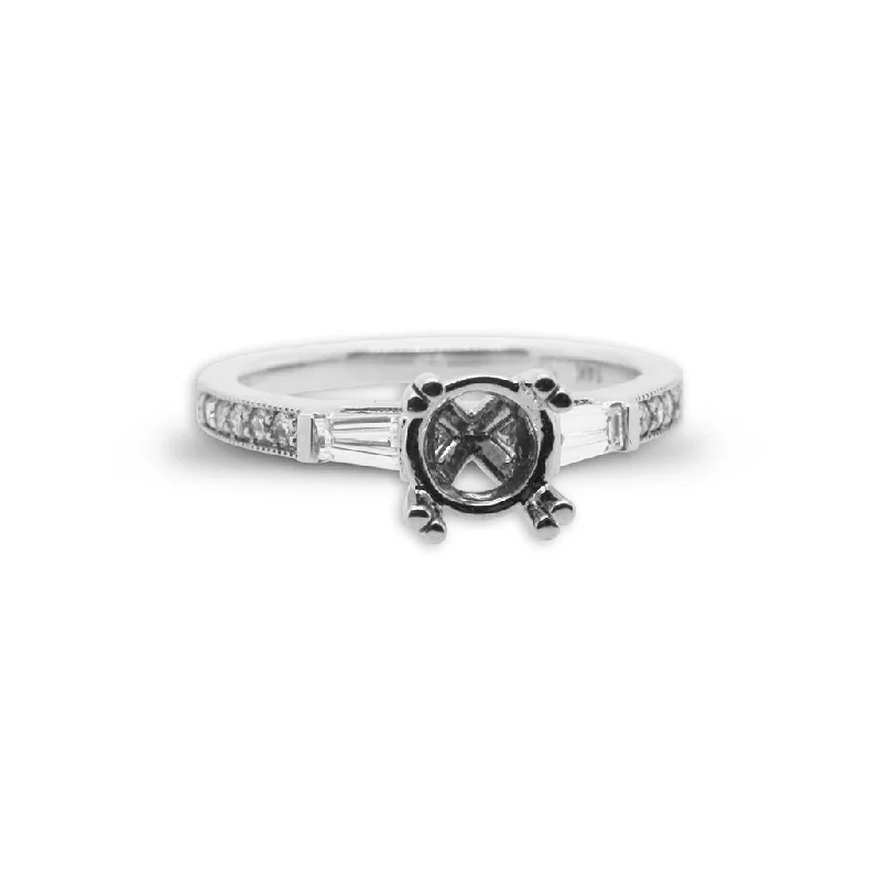 vintage-inspired pearl brooch 14k White Gold Tapered Baguette Semi-Mount Engagement Ring vintage-inspired pearl brooch 14k White Gold Tapered Baguette Semi-Mount Engagement Ring