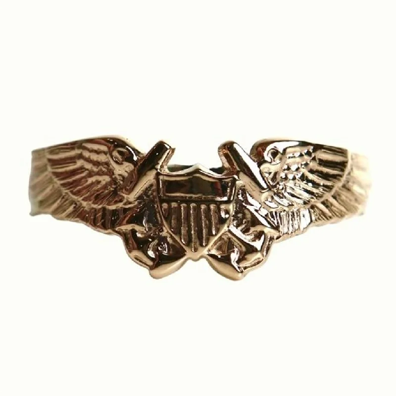 double-layered choker necklace 14k Yellow Gold Naval Flight Officer Wings Ring