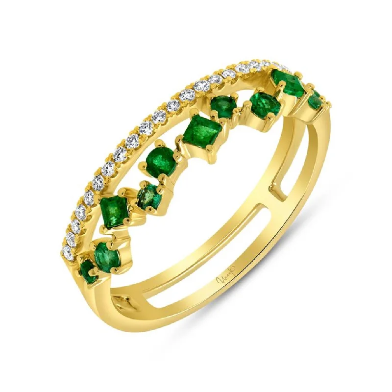 minimalist crystal quartz ring 14k Yellow Gold Stackable Collection Princess Cut Emerald and Diamond Ring minimalist crystal quartz ring 14k Yellow Gold Stackable Collection Princess Cut Emerald and Diamond Ring