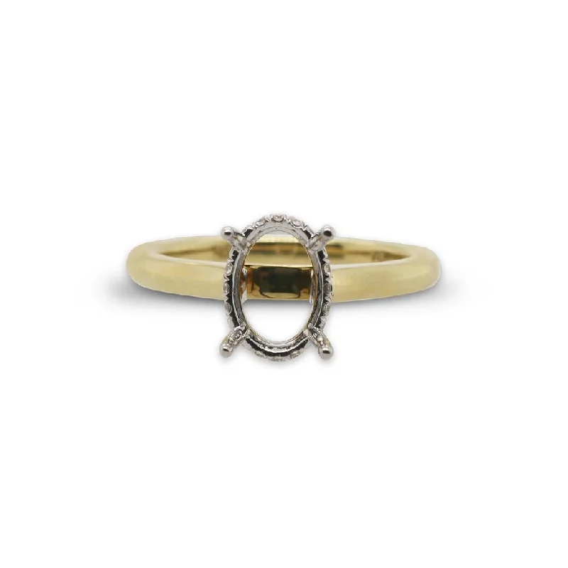 adjustable minimalist wave bracelet 18k Two-Tone Solitaire Diamond Engagement Ring Mounting With Hidden Halo