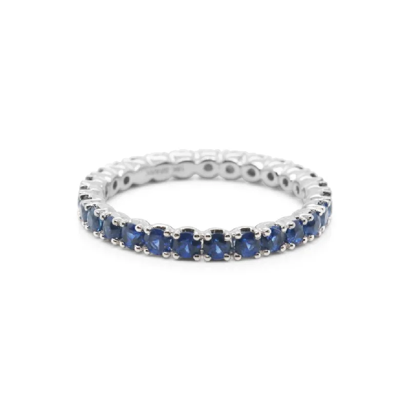 handcrafted raw crystal pendant 18k White Gold Band w/Sapphires