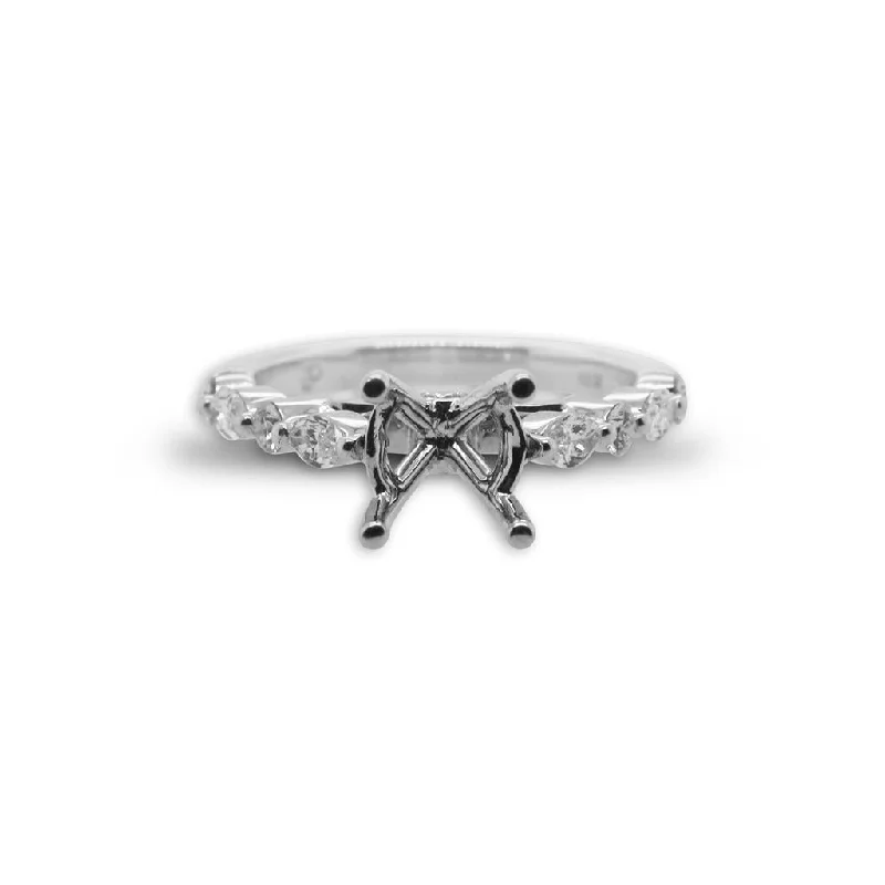 chunky gemstone cuff bracelet 18k White Gold Diamond Engagement Semi-Mount Ring With Alternating Round & Marquise Diamonds chunky gemstone cuff bracelet 18k White Gold Diamond Engagement Semi-Mount Ring With Alternating Round & Marquise Diamonds