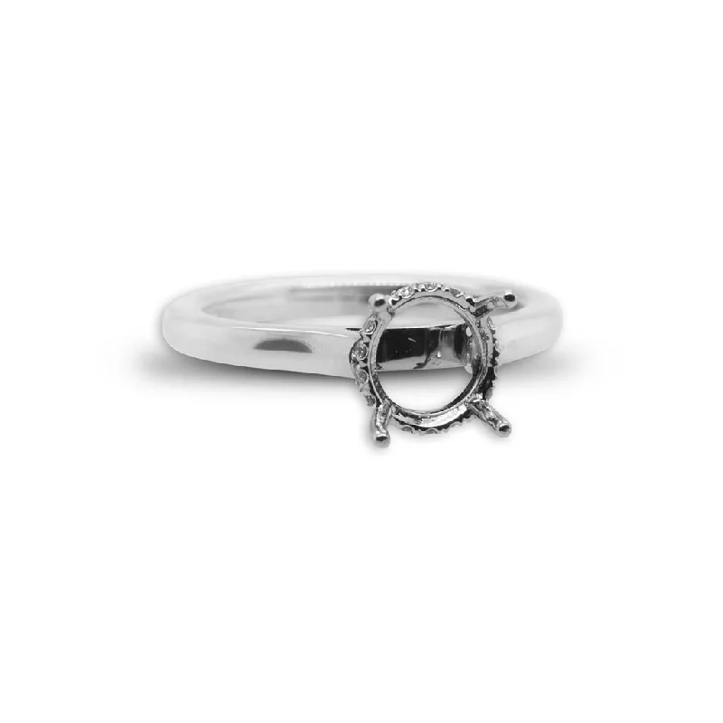 classic pearl bridal earrings 18k White Gold Diamond Solitaire Engagement Ring Mounting With Hidden Halo
