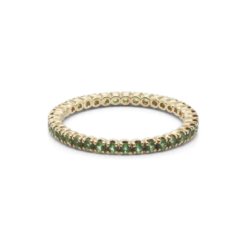 minimalist cuff bracelet adjustable 18k Yellow Gold Band w/Tsavorite