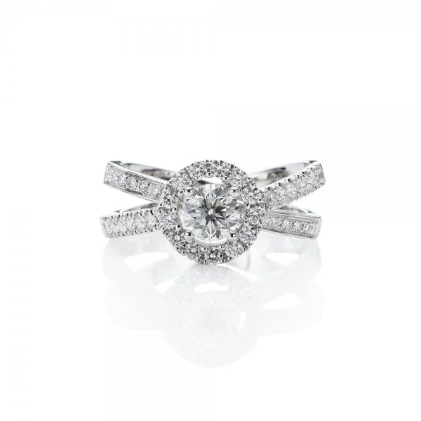 silver hoop earrings small Diamond Halo "X" Shank Ring
