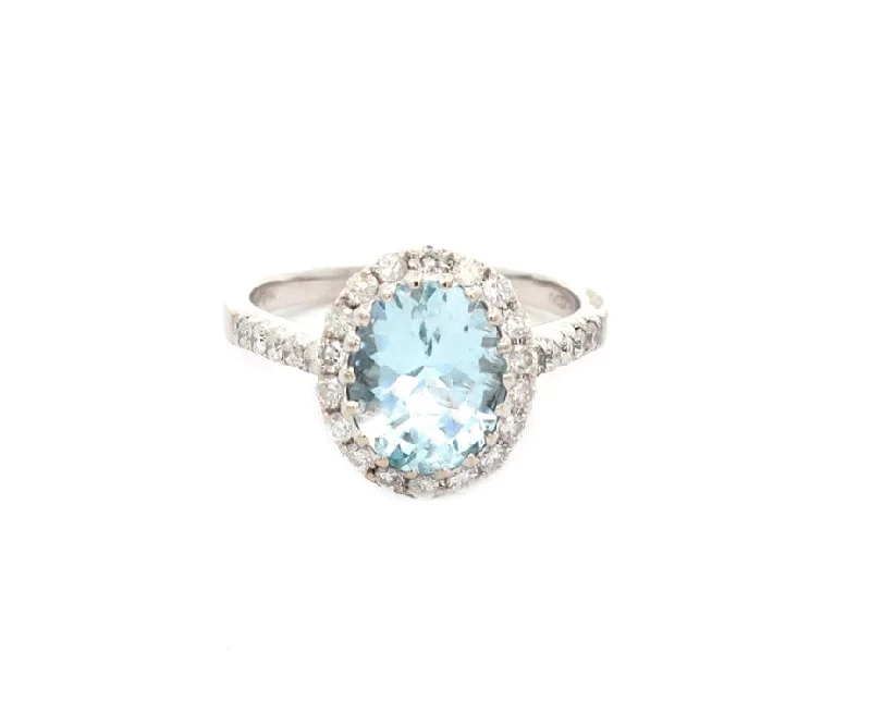 dainty butterfly pendant necklace 2.45ct Oval Aquamarine and 0.40ctw Diamond Frame Ring in 14K