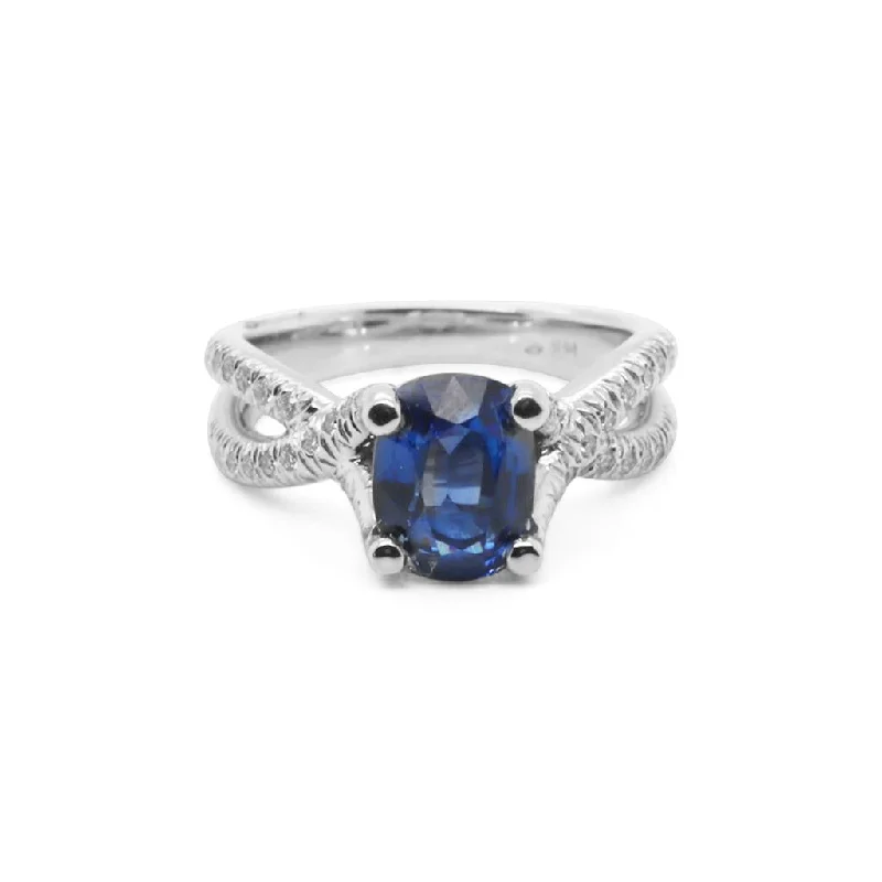 vintage filigree locket necklace 2.51CT Blue Sapphire & Criss Cross Shank Ring
