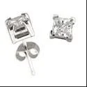small diamond nose stud 2.5 Carat Total Princess Studs Cubic Zirconia CZ Earrings
