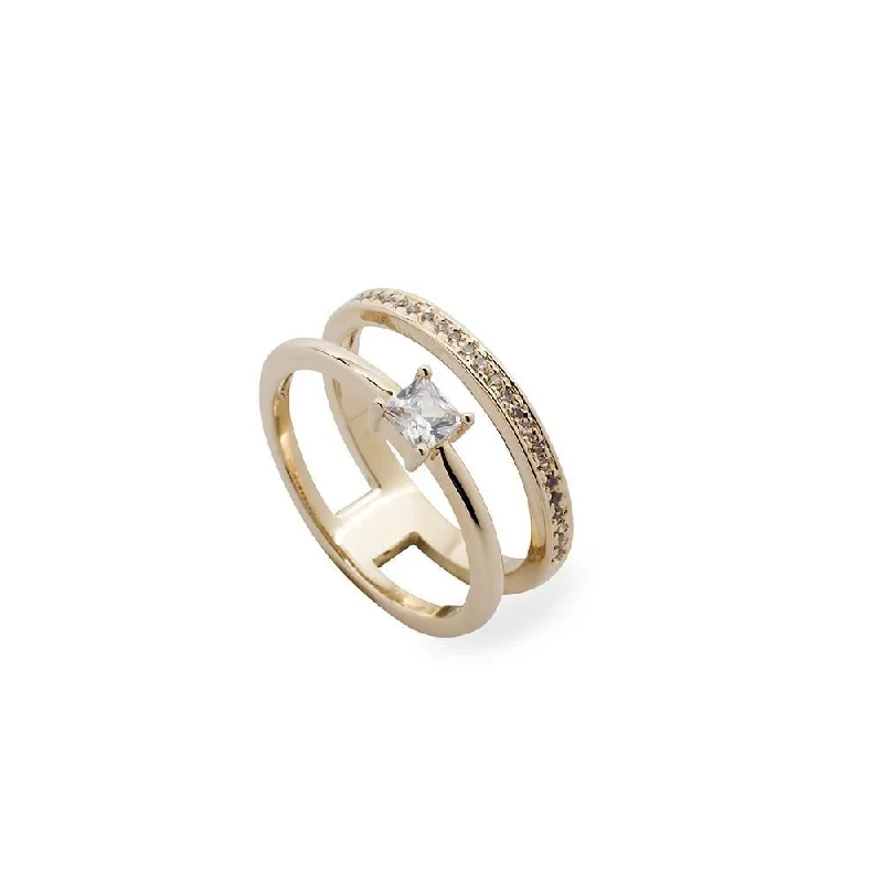 gold charm bracelet with initials 2Row Ring GoldPL CZ