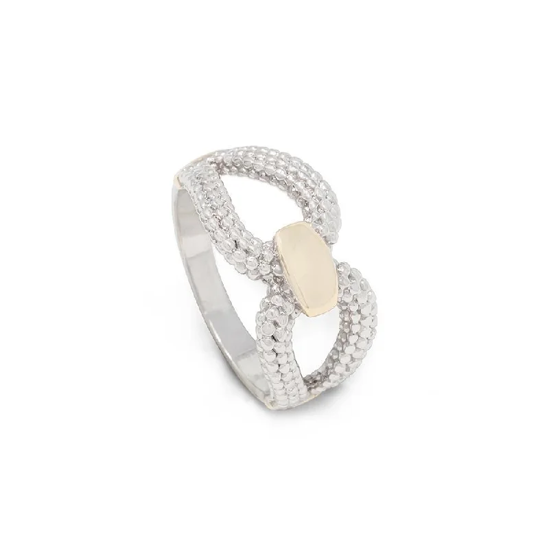 men’s silver ring with onyx 2Tone Buckle Ring Dots Texture