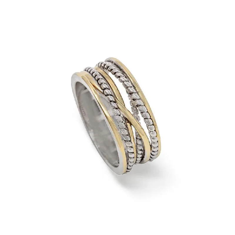 dainty rose gold chain bracelet 2Tone Ring CrossOver Cable