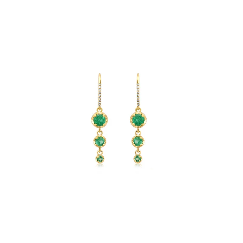 men’s hammered titanium ring 3 Graduated Illusion Set Emerald Earrings