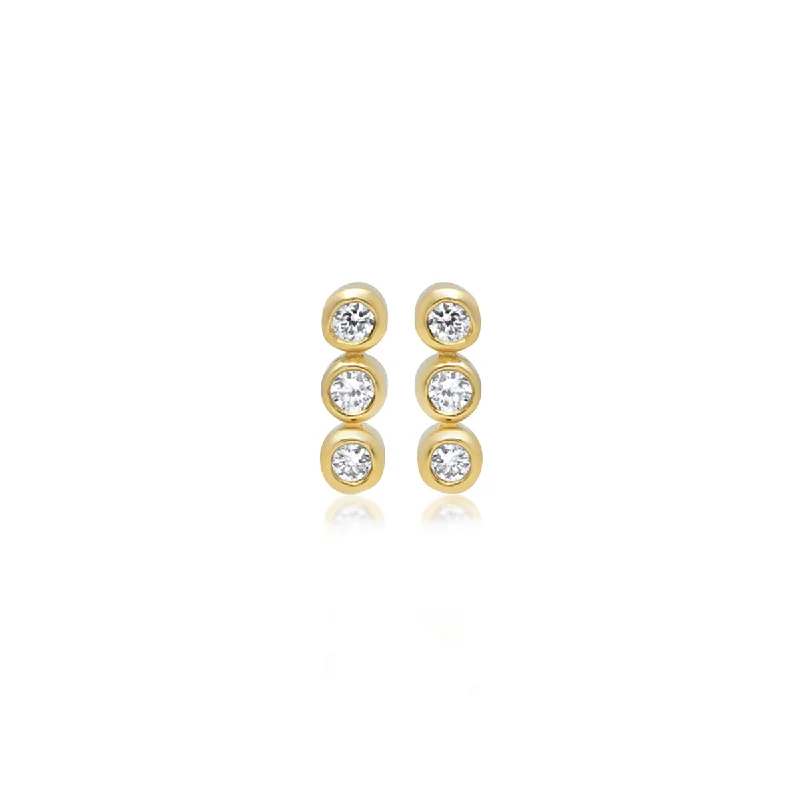classic cubic zirconia pendant 3 Mini Diamond Bezel Studs
