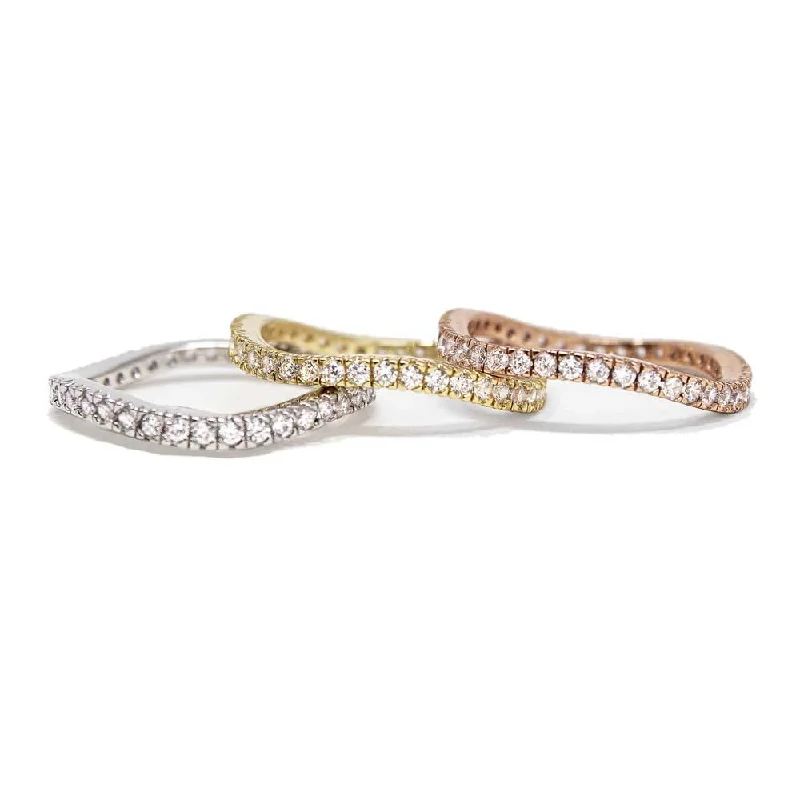 vintage emerald cocktail ring 3Tone CZ Wave Stakable Rings Set of 3