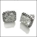 minimalist black diamond studs 6 Ct Radiant Cubic Zirconia CZ Earrings