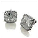 hammered silver wedding band 7 Ct Princess Cubic Zirconia CZ Earrings
