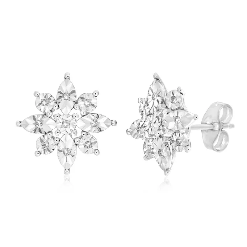 solid gold cartilage hoop 9ct Elegant White Gold Diamond Stud Earrings