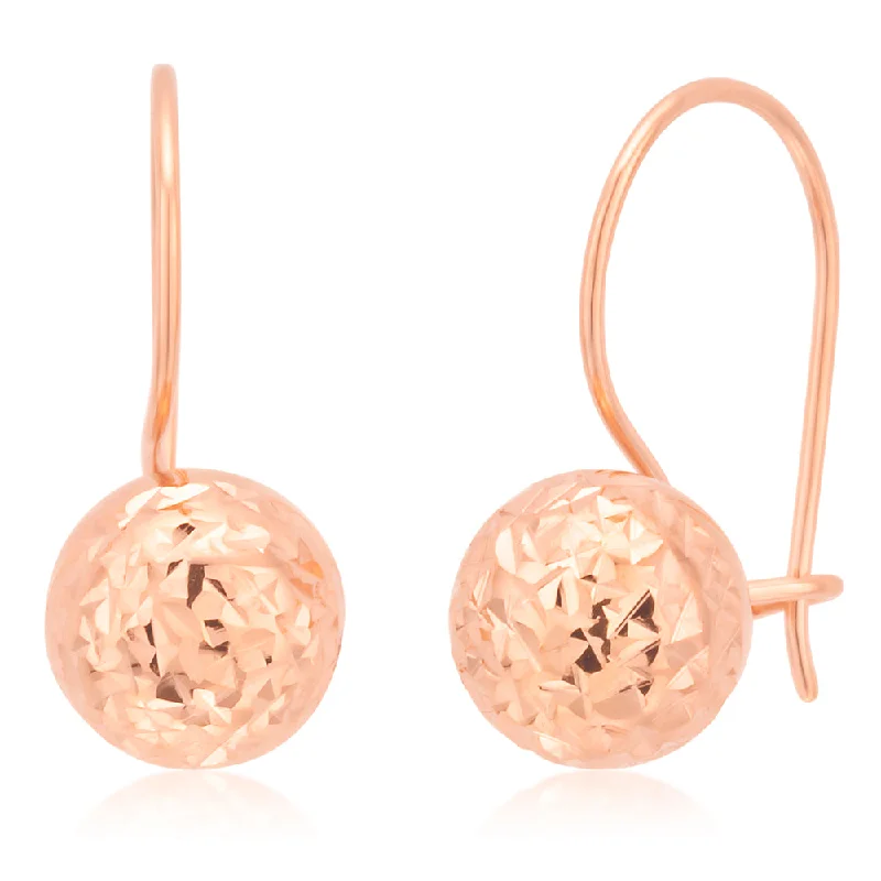 unique gemstone necklace handmade 9ct Rose Gold 7mm Diamond Cut Euroball Earrings