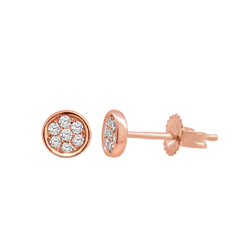 vintage art deco sapphire ring 9ct Rose Gold Diamond Pave Stud Earrings