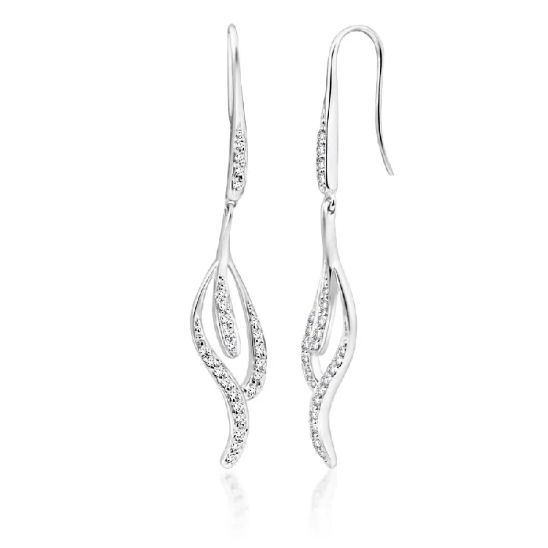 handmade antique silver bangle 9ct Superb White Gold Diamond Drop Flutter Earrings