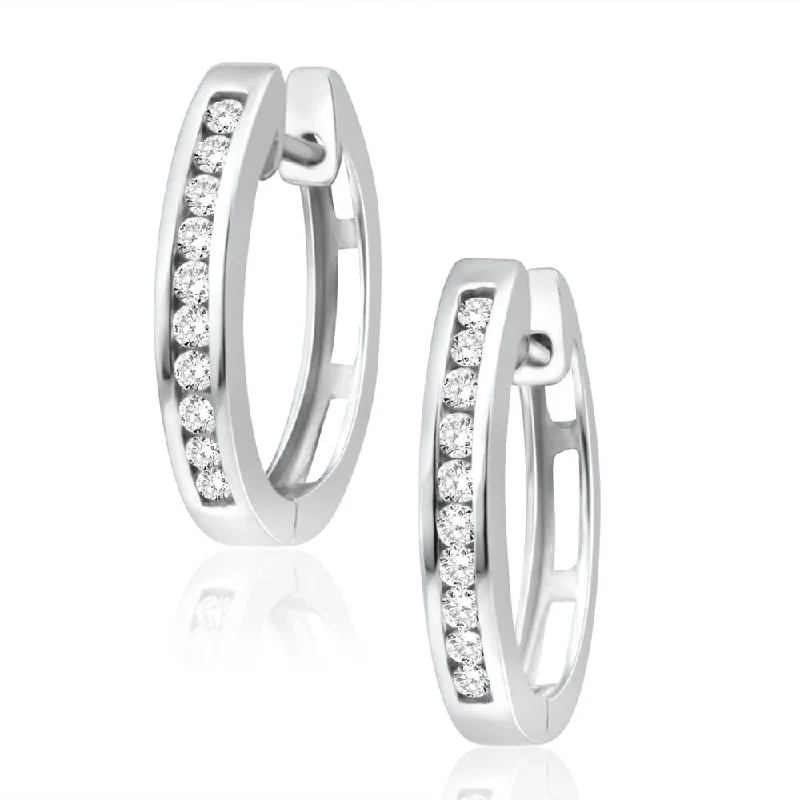 black diamond stud earrings 9ct Superb White Gold Diamond Hoop Earrings