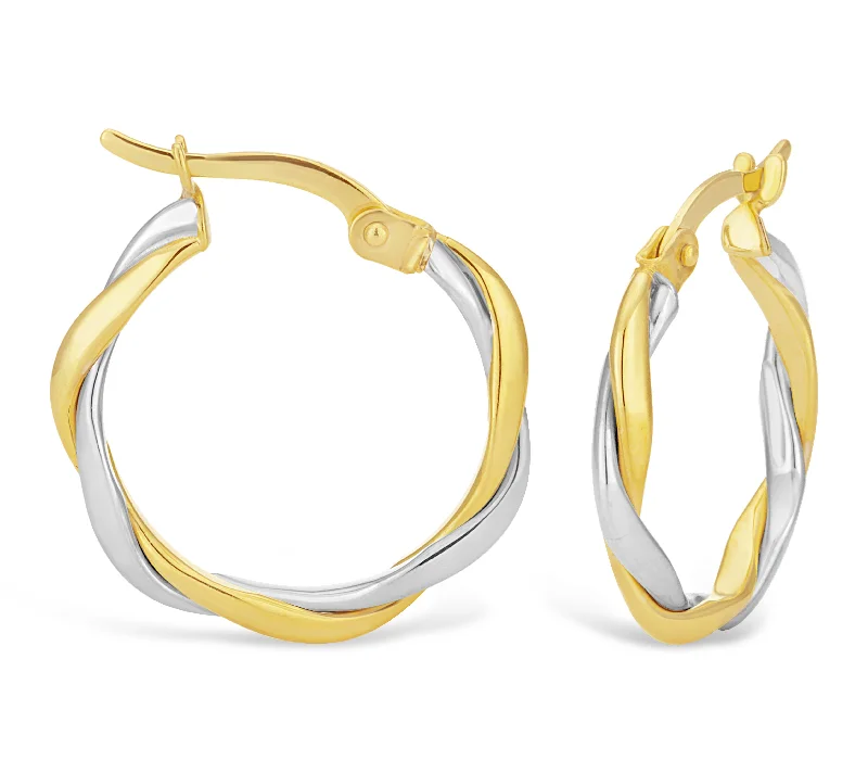 adjustable charm bracelet sterling silver 9ct Two-Tone Gold Filled Twist Hoop Earrings adjustable charm bracelet sterling silver 9ct Two-Tone Gold Filled Twist Hoop Earrings