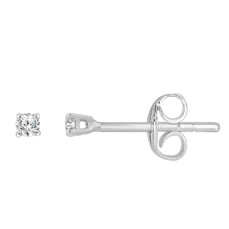 silver wave ring dainty 9ct White Gold 0.10 Carat Diamond Stud