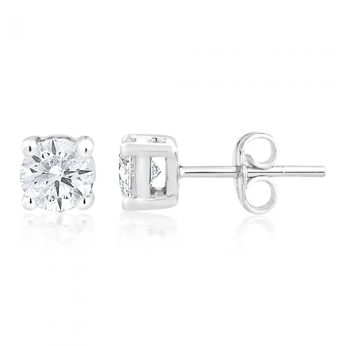 solid gold stacking rings set 9ct White Gold 1/2 Carat Diamond Stud Earrings