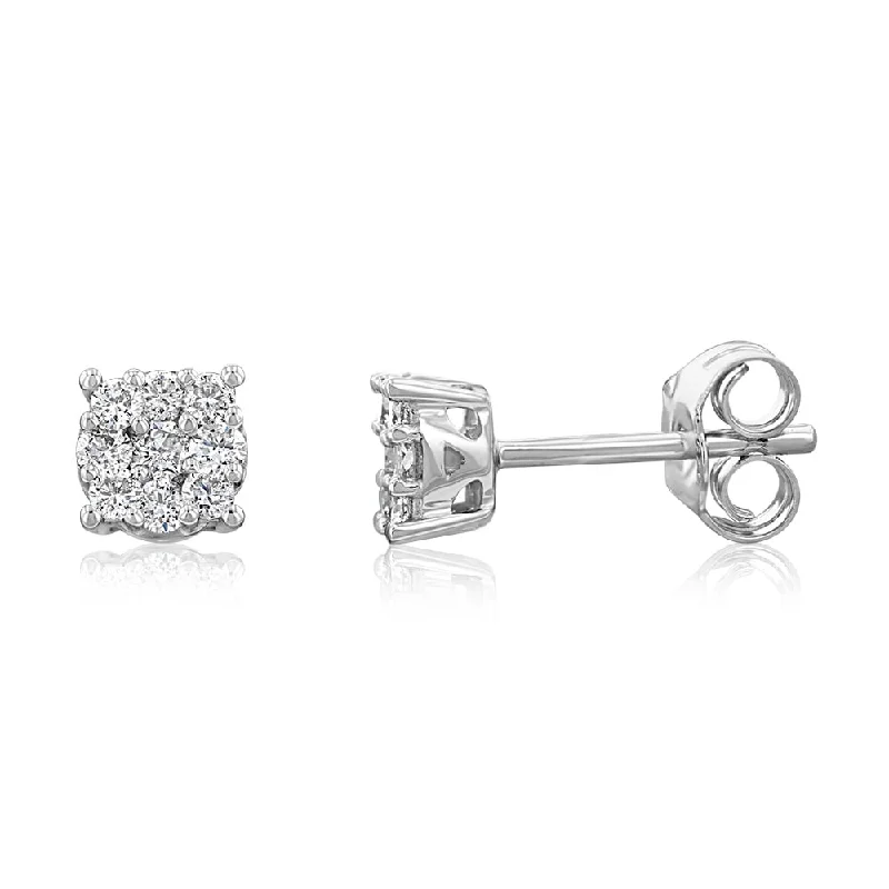 thin gold wedding band women 9ct White Gold 1/3 Carat Diamond Stud Earrings