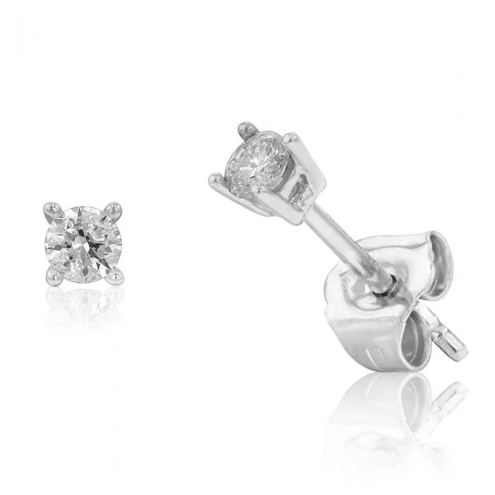 handcrafted raw crystal pendant 9ct White Gold 1/6 Carat Diamond Stud Earrings
